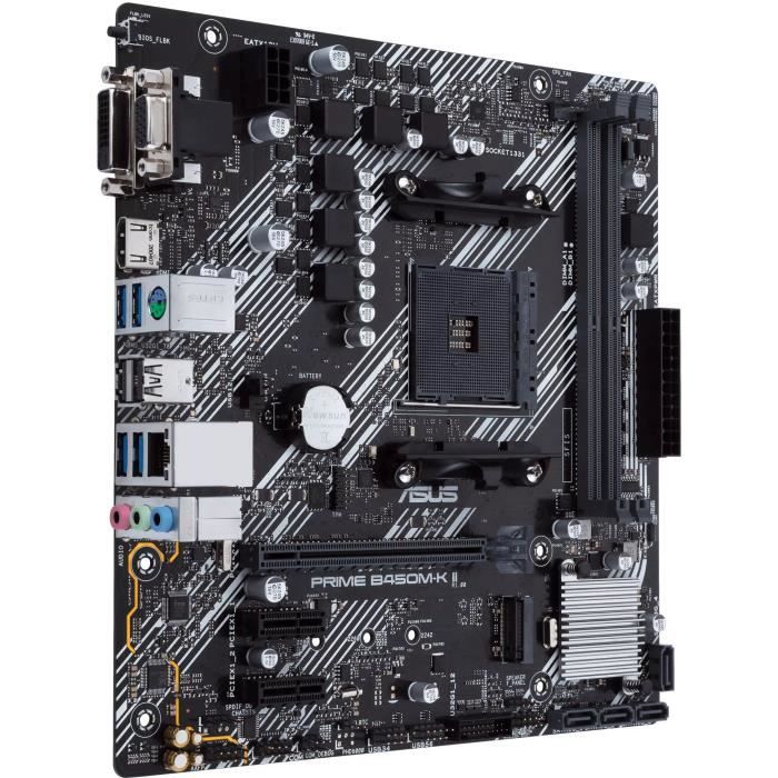 Carte mère - ASUS - Prime B450M-K II - AMD B450 - Emplacement AM4 micro ATX