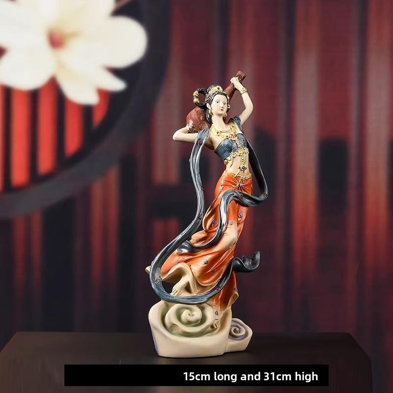 BEPAN 1PC Chinese Dunhuang Flying Apsaras Statue Zen Classical Figure Home Living Room Entrance Bookcase Vintage Decor Craft