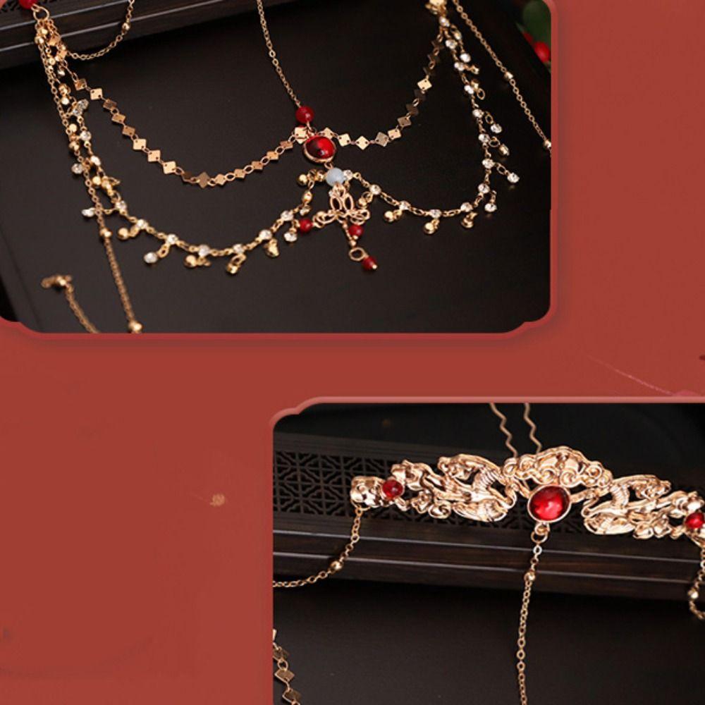 Tassel Rhinestone Head Chain Crown Wedding Headband Fairy Forehead Chain Women