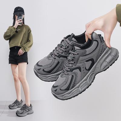 Спортивные папины кроссовки женские 2024 осень новые универсальные студенческие корейская версия на толстой подошве повседневные дышащие кроссовки для бега женские