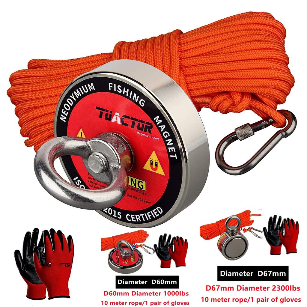 Fishing Magnets Strong Retrieval Magnet with 10m Durable Rope for Magnet Fishing and Underwater Salvage Magnetic Retrieval