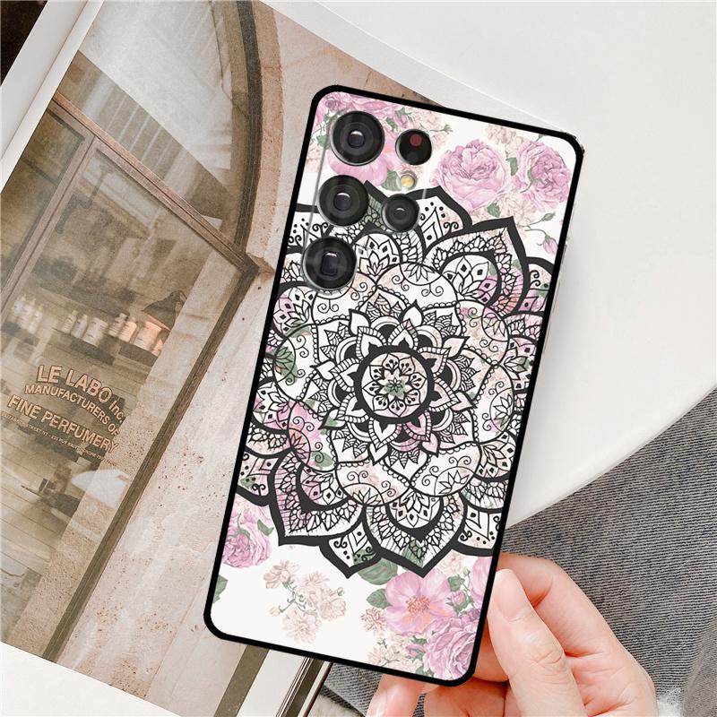 Flowers Mandala Floral Phone Case For Samsung Galaxy S24 Ultra S9 S10 S20 S22 S21 Plus S23 FE S25 Ultra Full Cover