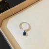 Модный индивидуальный дизайн Sense Blue Water Drop Циркон Открытое кольцо Женское