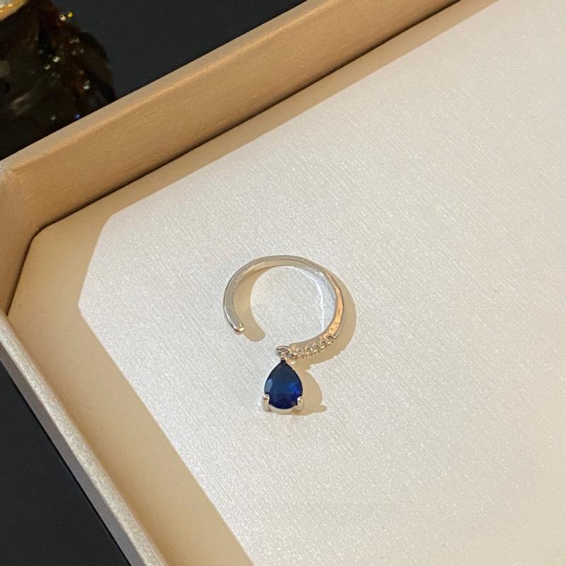 Модный индивидуальный дизайн Sense Blue Water Drop Циркон Открытое кольцо Женское