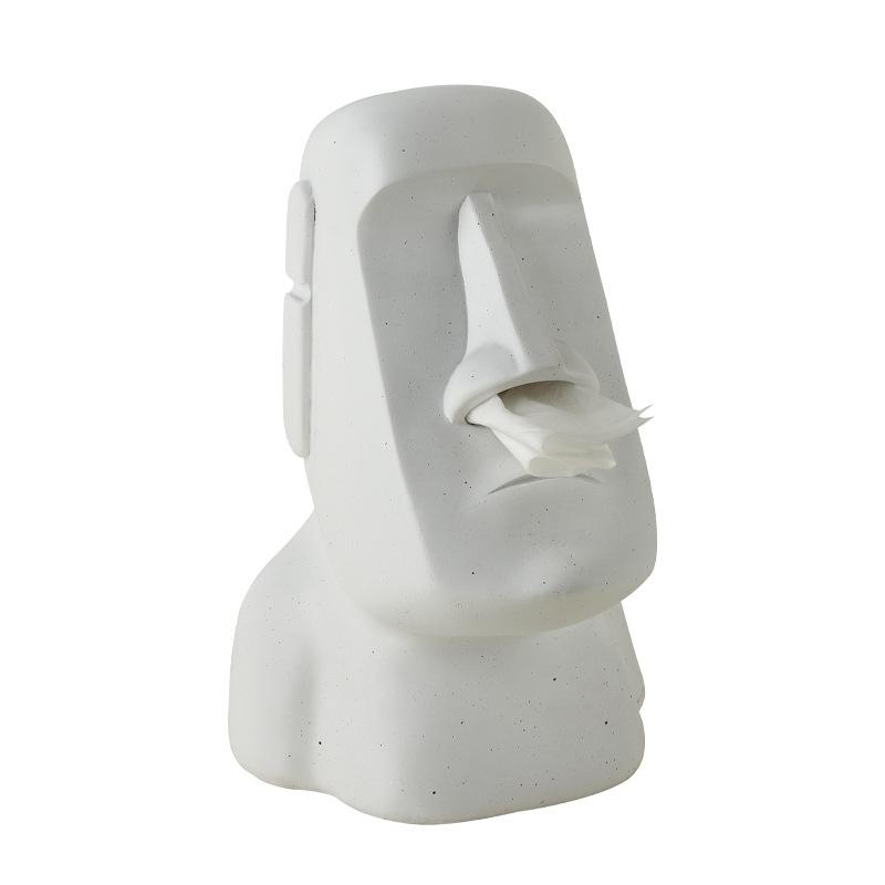 Moai Stone Statue Island Portrait Dispenser Tissue Box Napkin Storage Mouth Organizer Kitchen Accessories Useful Things Decor