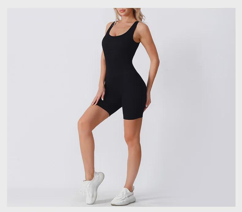 Бесшовный комбинезон для йоги с открытой спиной и нитками - Трансграничный европейский и американский дизайн