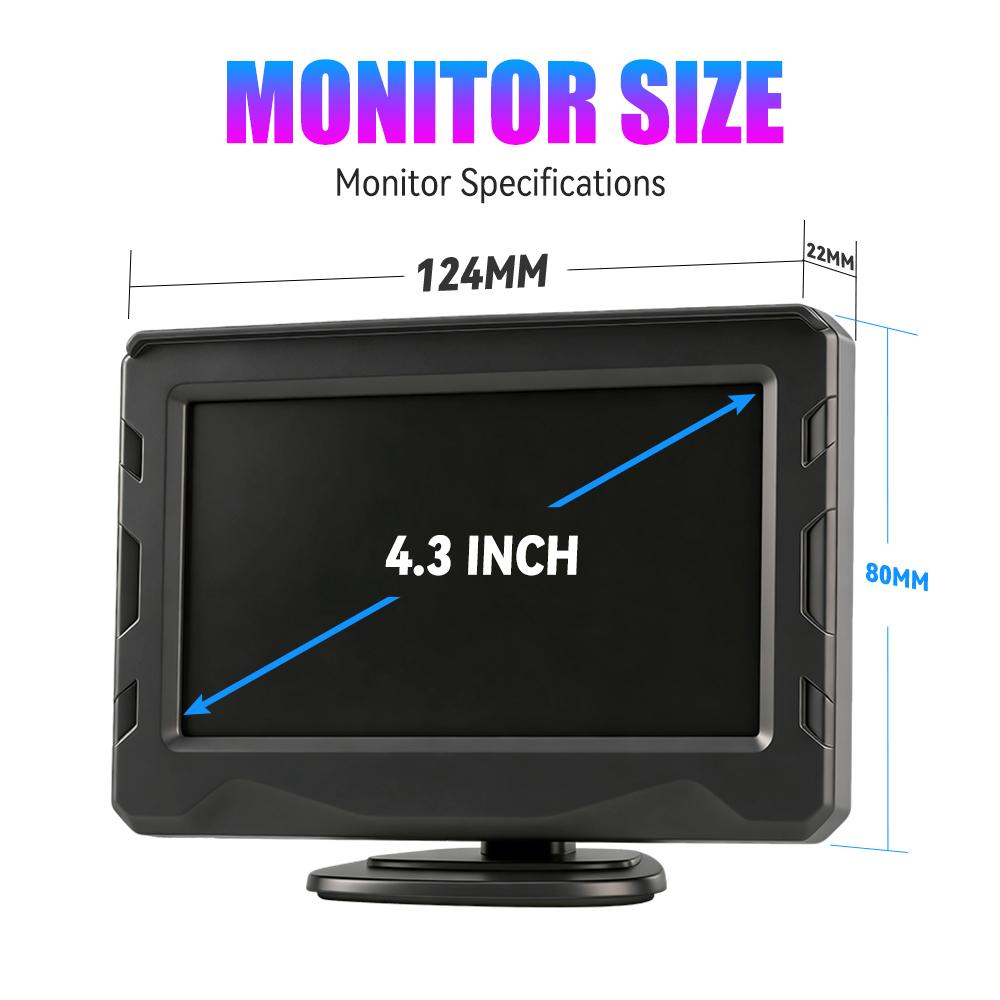 KTYDKP HD Car Monitor 4.3 Inch Screen for Rear View Reverse Camera TFT LCD Display HD Digital Color Car Monitor PAL/NTSC/AUTO