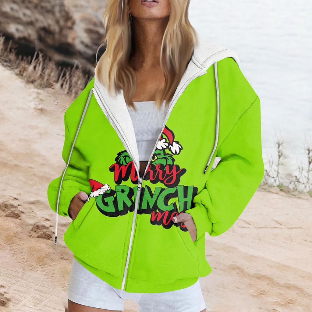 Женская модная повседневная толстовка с принтом, осенне-зимняя куртка-кардиган с длинными рукавами и карманами, куртка с капюшоном на молнии, пальто