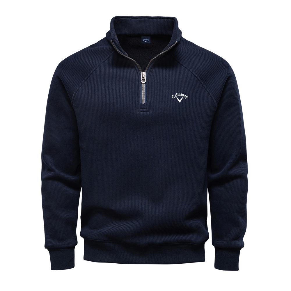 Callaway 2025 New Autumn/Winter Embroidery Half Zipper Hoodie Stand Up Collar Trendy Versatile Plush Men's Hoodie