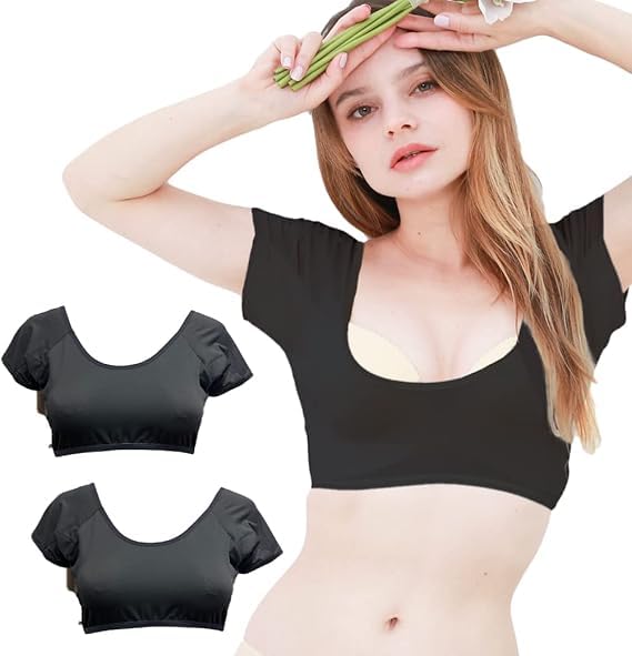 FUNGGORD Undershirts with Underarm Sweat Padded Undershirts for Armpit Sweat Perfect for Summer Women's Sweat-Absorbing (2-Pack) Pads, Sweat-Absorbing