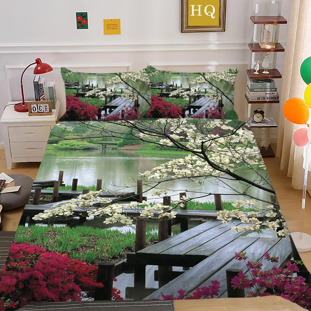 Постельное белье с 3D принтом цветов, двойной размер, комплект постельного белья из микрофибры, комплект постельного белья для девочек, модное домашнее постельное белье