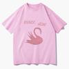 2025 Autumn and Winter Couples Simple Trend Pure Cotton Skin-friendly T-shirt Swan Printing Trend Large Size Men Women's T-shirt