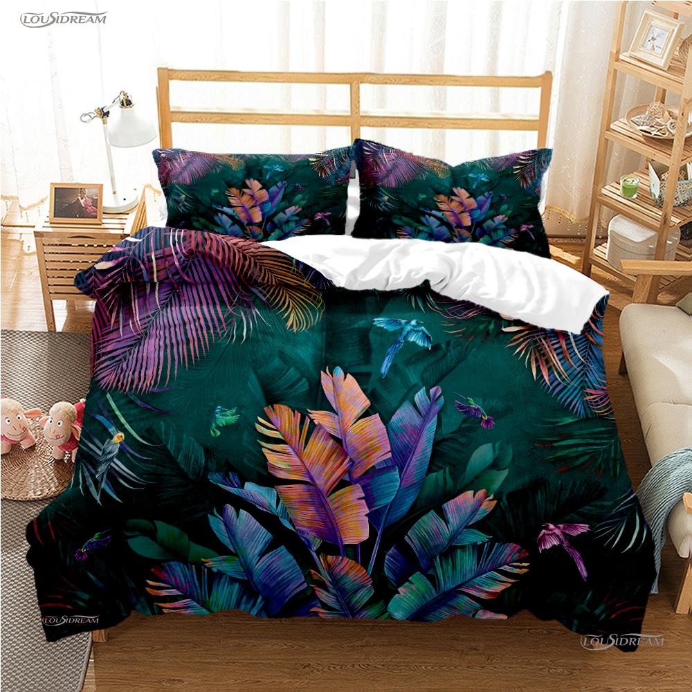 Tropical Leaf Casal All Season Duvet Cover Comforter Bedding Sets Soft Quilt Cover and Pillowcases Boys Single/Double/Queen/King