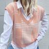 Vintage Fashion Elegant Casual Autumn and Winter Women's Kilobird Check Knitted Sweater Vest