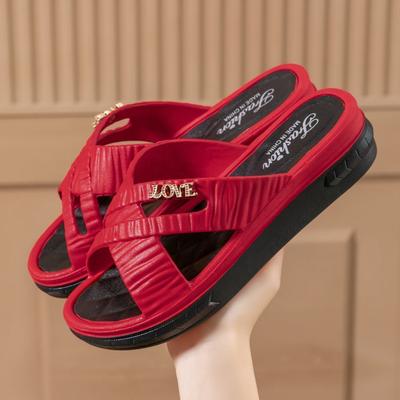 Нескользящие модные женские летние тапочки с толстой подошвой, новые, увеличивающие рост, домашняя одежда