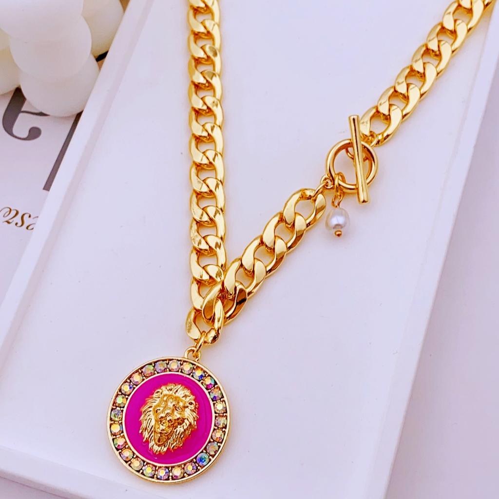 Винтажное ожерелье с подвеской в виде головы льва из цинкового сплава для женщин, идеально подходит для ежедневного ношения, ожерелье для женщин