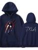 Navy Blue Graphic Pullover with Drawstring Long Sleeve Casual Sweatshirt for Men Fall Winter Apparel Polyester Hoodie