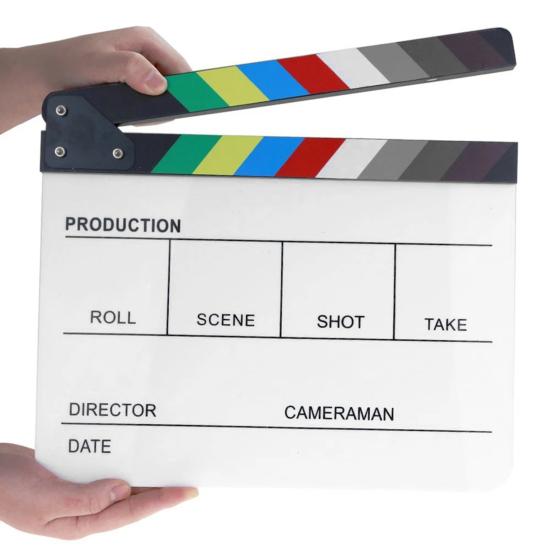 Film Clapper Board Acrylic Dry Erase Slate Colorful Director Video Scene Clapboard Cut Prop Whiteboard Marker Filming Tool