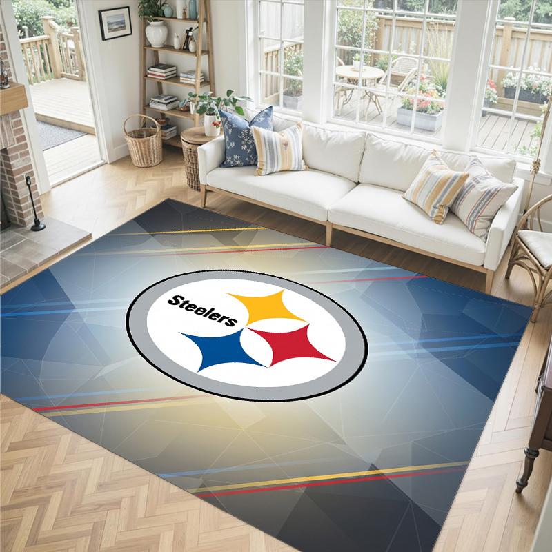 Pittsburgh Steelers Design Crystal Velvet Carpet Cozy Non?Slip Printed Rug For Bedroom Living Room Entrance