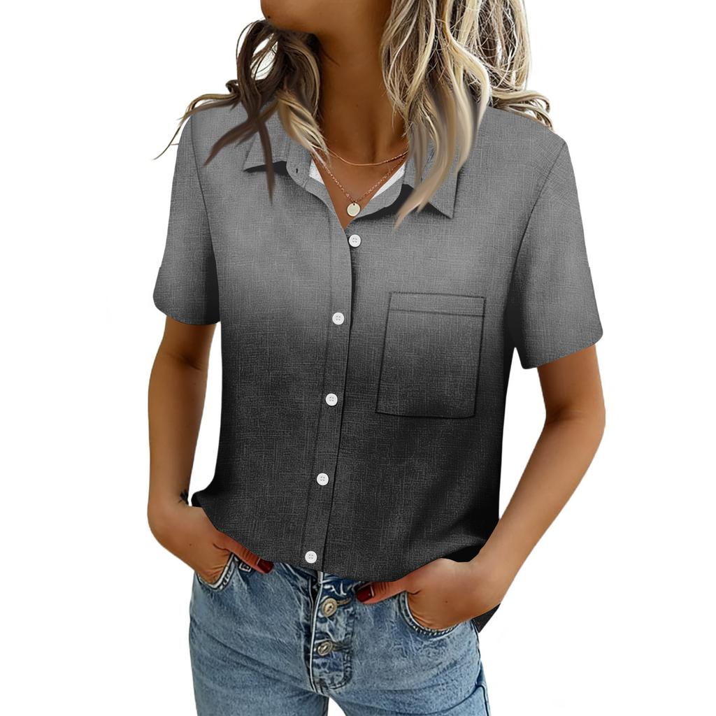 Женские блузки с коротким рукавом, рубашки на пуговицах, деловые повседневные нарядные рабочие топы, летняя весенняя одежда