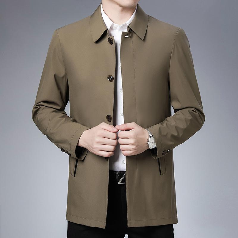 Весенне-осенний пиджак из шелка тутового шелкопряда, повседневный свободный топ на пуговицах для отца среднего возраста, мужская куртка для папы средней длины