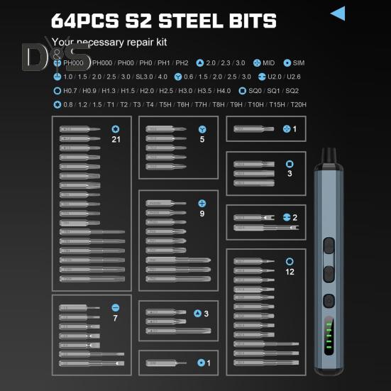 Набор электрических отверток 68 в 1, аккумуляторный, 5 настроек крутящего момента, прецизионный электроинструмент, магнитные биты для отверток, набор отверток
