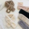Fluffy Fur Collar Scarf Women Keep Warm Thickening Fur Sjaal Colorful Cross Winter Scarf Autumn Winter Faux Fur Plush Elega