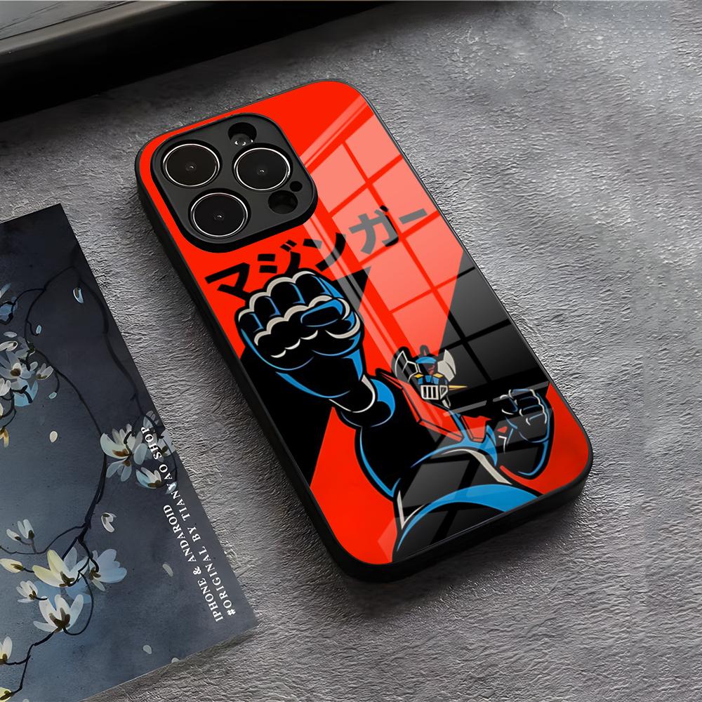Чехол для телефона с мангой Мазингер Зет и аниме для iPhone 17 Air 16 E Pro Max 15 14 13 Mini 12 Pro 11 Max Plus Черная стеклянная крышка