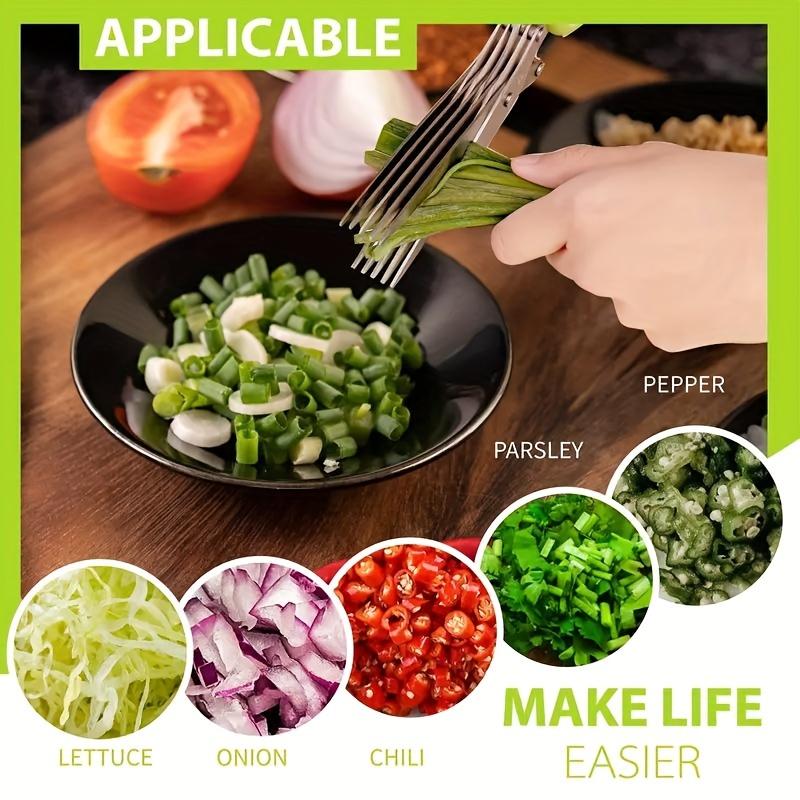 1 Set of Five Layer Stainless Steel Scallion Scissors Multifunctional Multi-Layer Seaweed Vegetable Kitchen Scissors5