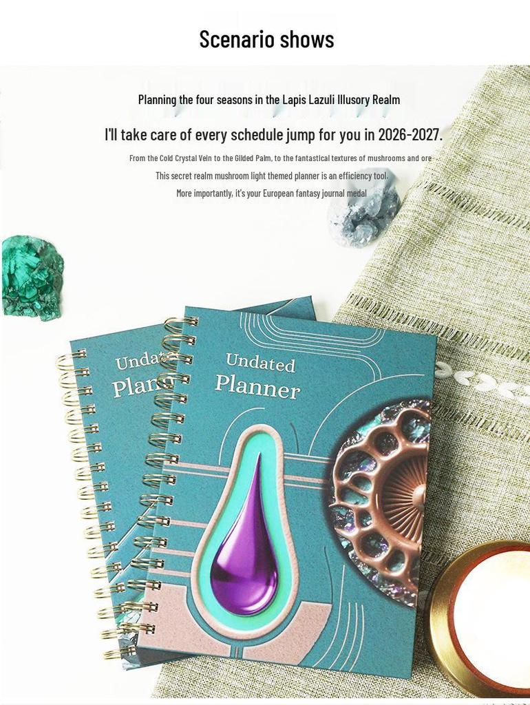 2026 A5 Spiral-Bound Hardcover Planner with Dividers & Full-Color English Calendar