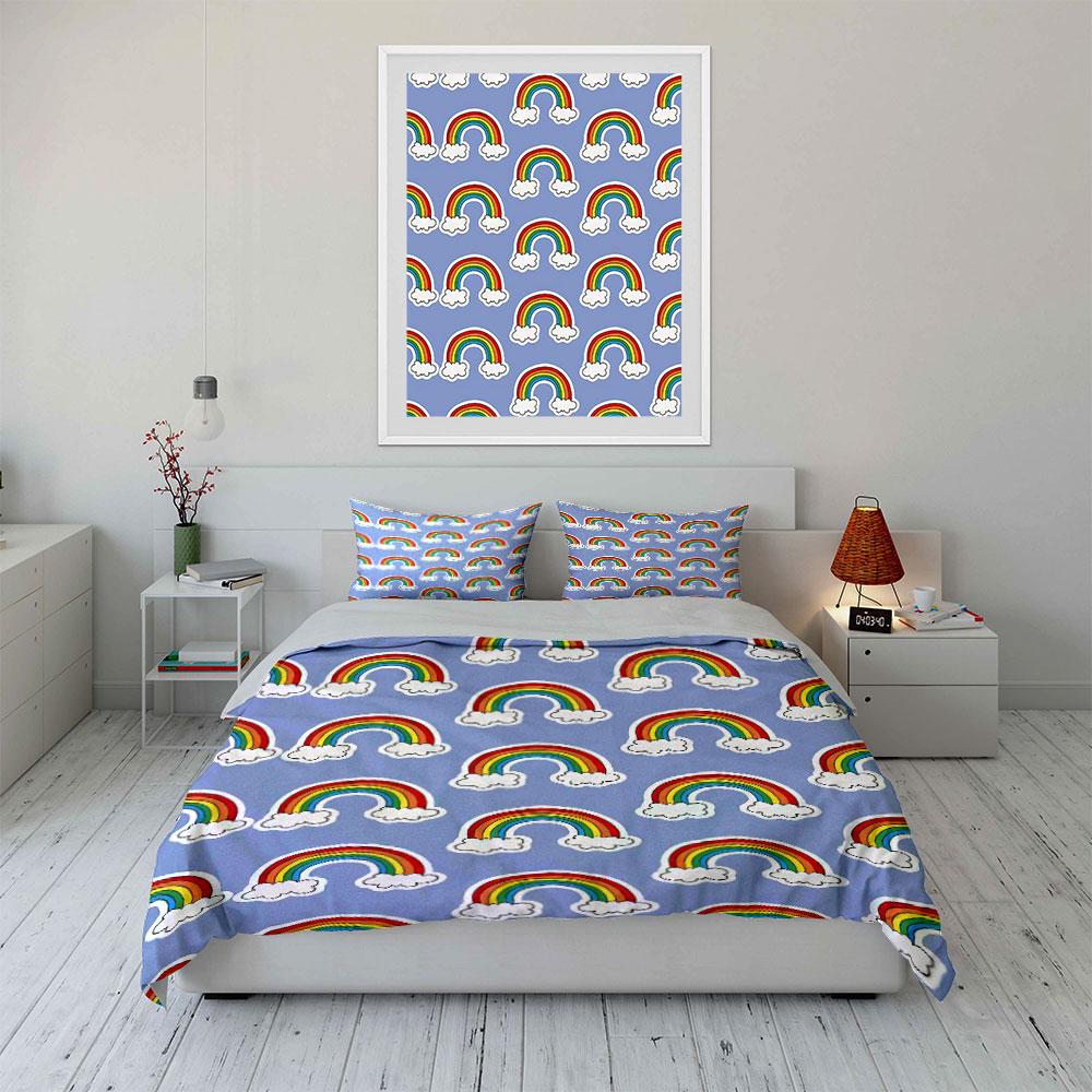 Rainbow Cloud Pattern Bedding Set Bedding Duvet Cover Set Duvet Cover Pillowcases (1 * Duvet Cover 2 * Pillowcases, without duvet insert)