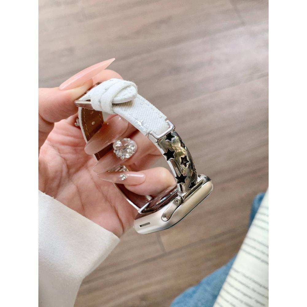 Тонкий кожаный ремешок для iWatch SE 10 9 8 7 6 5 4 3 2 1 Женский браслет для Apple Watch 38мм 40мм 41мм 42мм