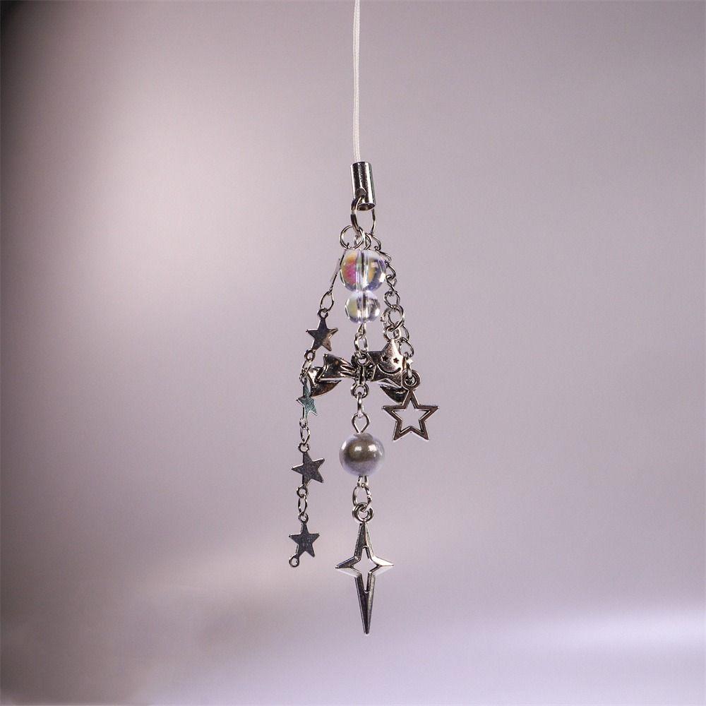 Pink Kawaii Y2K Star Phone Charms Pendant Cute Butterfly Bead Handmade Sweet Girl Keychain For Camera New