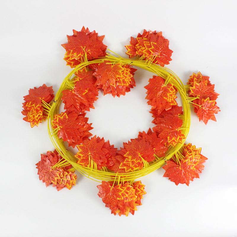 12pcs Artificial Maple Leaf Vines Weatherproof Outdoor Hanging Garland For Autumn Thanksgiving Fall