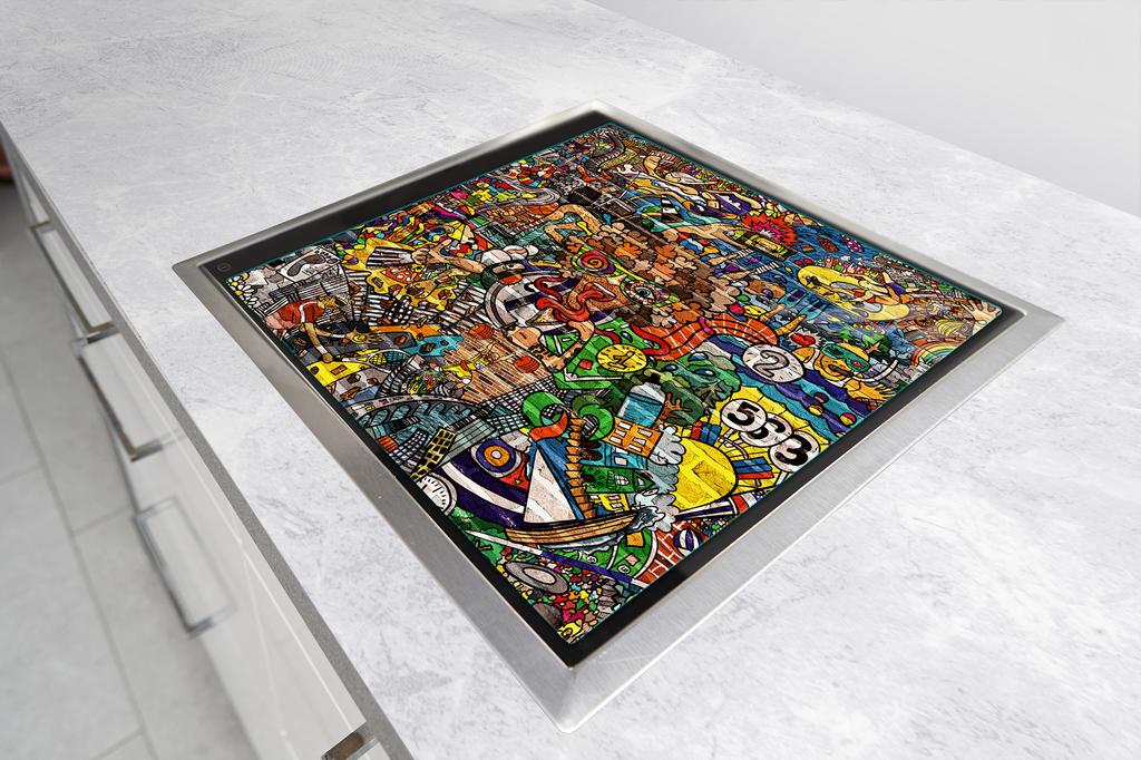 Glass stove top protector 50x52 Pop Art