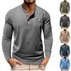 Men's  Shirts Long Sleeve Casual T-Shirts Cotton Button V Neck Tops