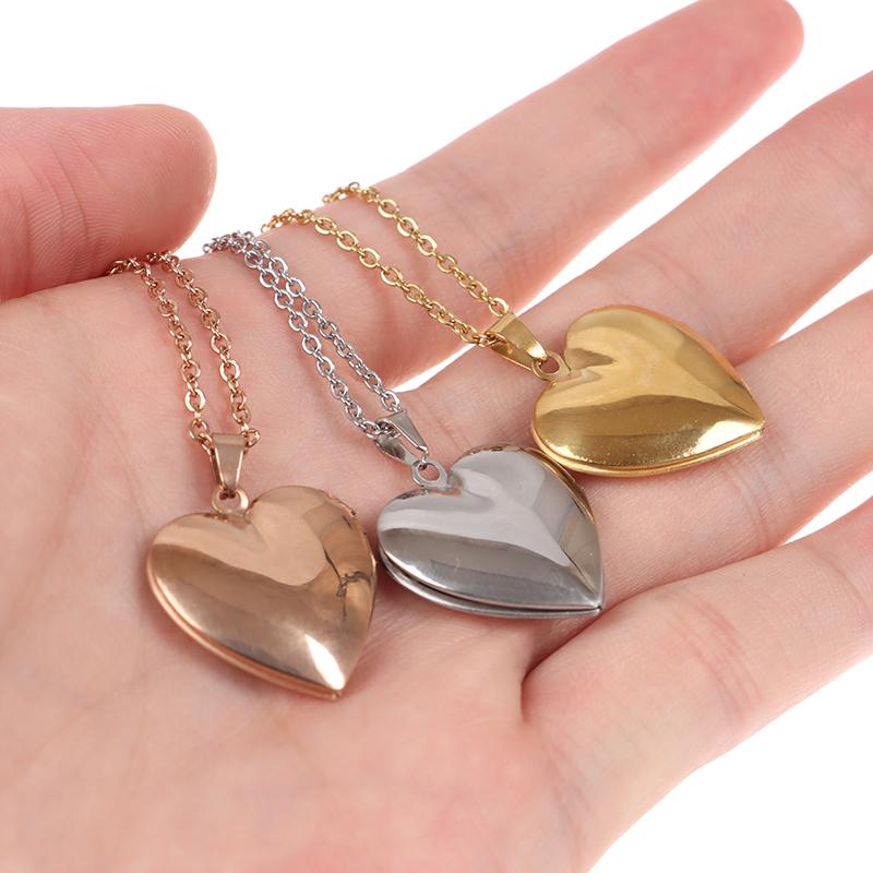 Love Heart Locket Pendants For Women Men Openable Photo Frame Picture Necklace