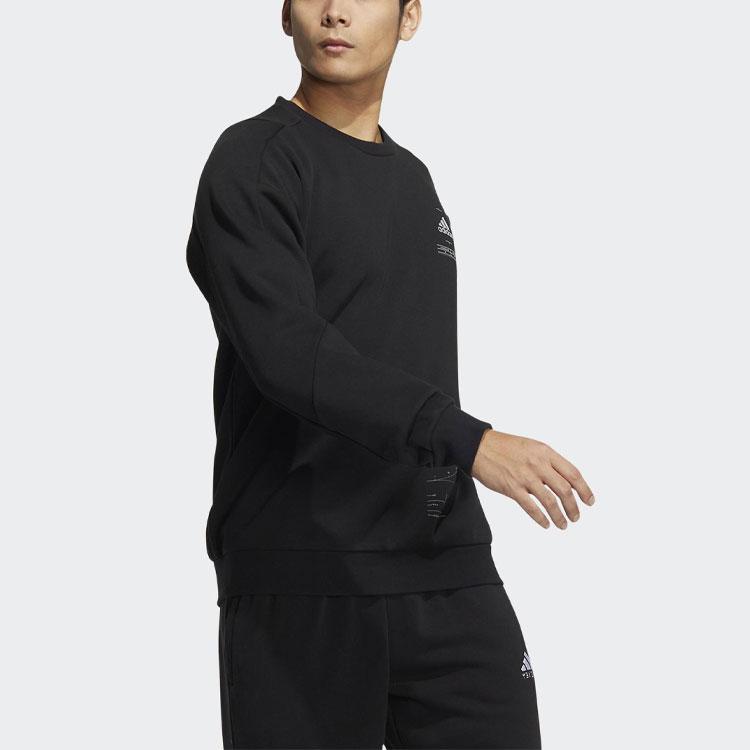 adidas Толстовка с круглым вырезом и логотипом, мужские топы, черный HN9021