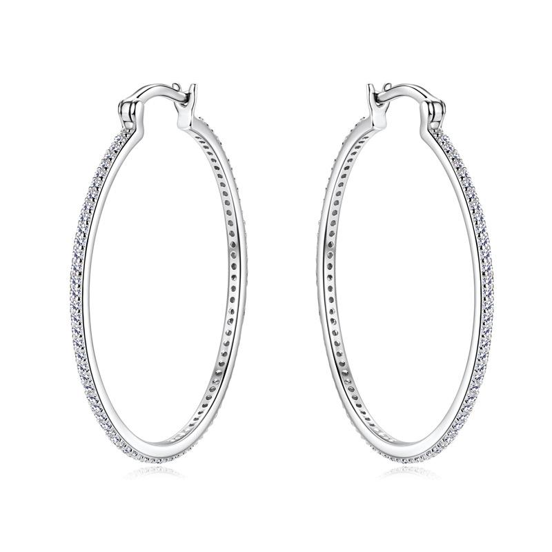 Silvere Glam Европейские и американские новые серьги-муассаниты в стиле Ins, крупные серьги в стиле хип-хоп, серьги из стерлингового серебра