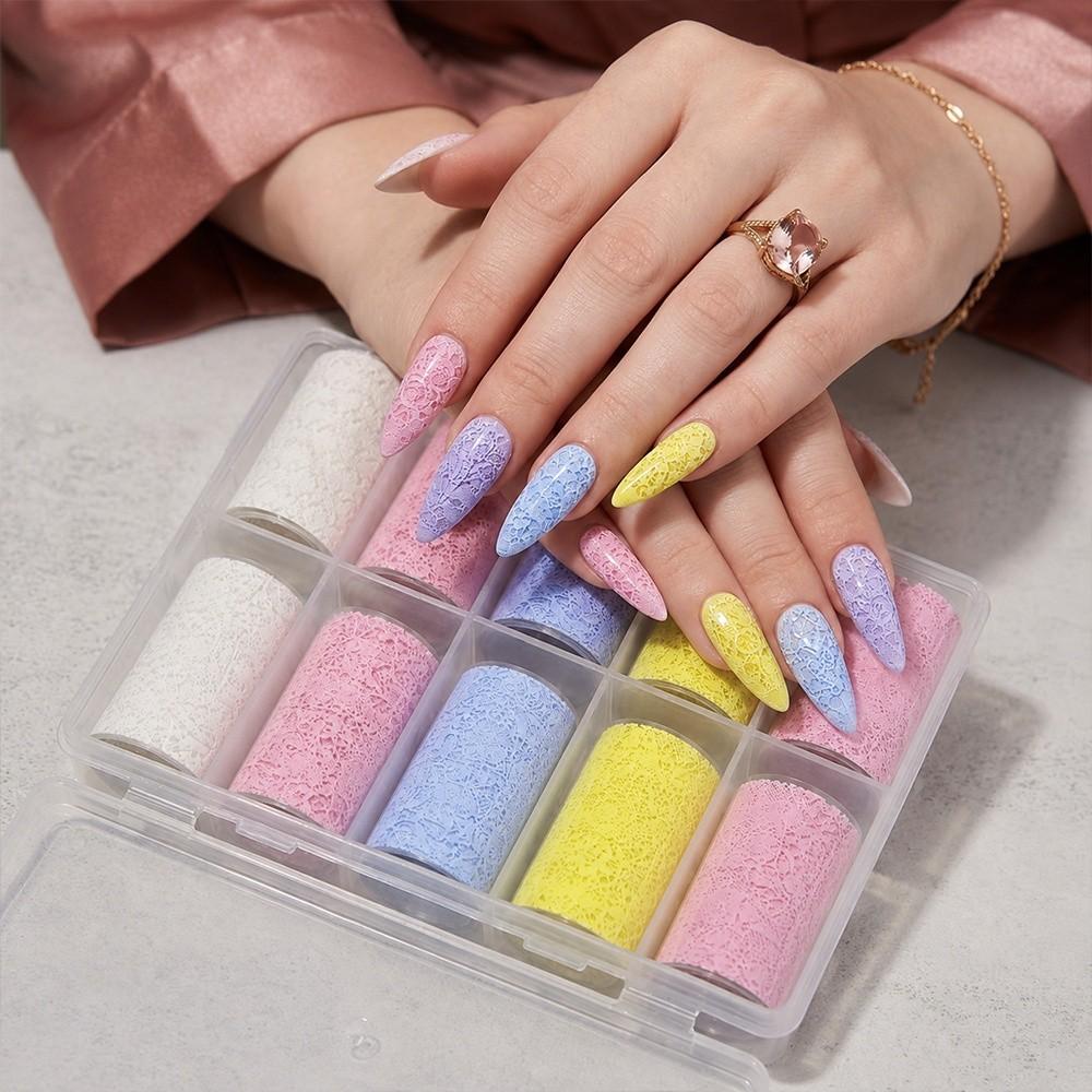 Lace Design Nail Foils Black White Nail Decals Fashion Manicure Decals  Nail Decoration