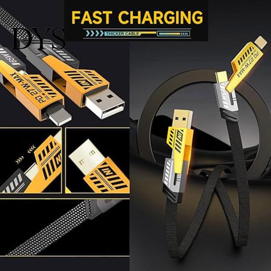 Четыре в одном Кабель для зарядки 100/150/200 см 4-в-1 USB Type-C 8-контактный 65 Вт 480 Мбит/с Быстрая зарядка для мобильного телефона Устойчивый к износу Планшета Нейлоновая оплетка Проводной кабель данных