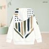 Girls Red Blue White Star Stripe Printed Long Sleeve Hooded Pullover With Ribbed Cuffs