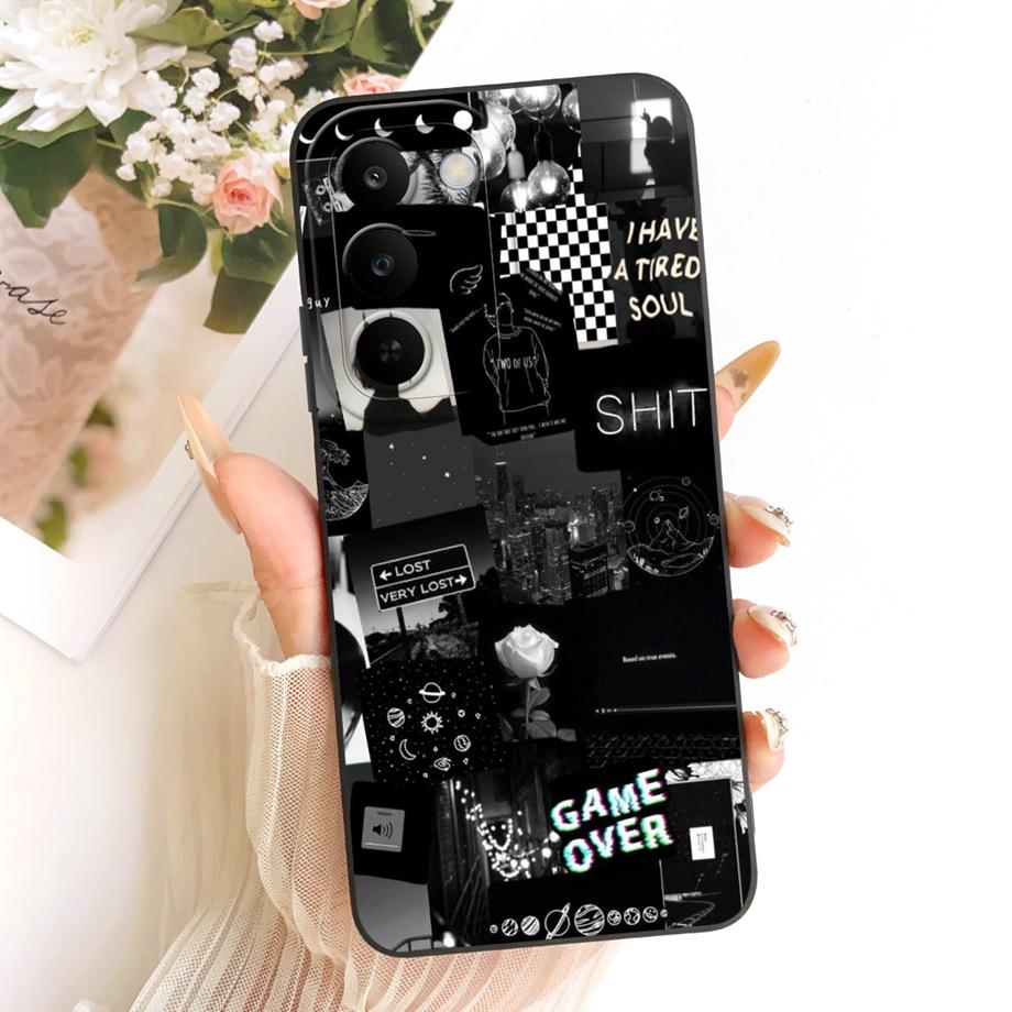 For Realme C83 C100 Phone Case Floral Daisy Aesthetic Moon Nigth Bow Pattern Funda Soft Matte Silicone Back Cover Realme P4 Lite