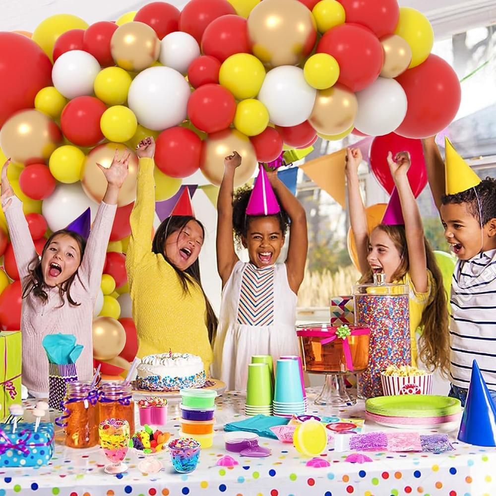 Red Yellow Balloons Garland Arch Kit White Gold Balloon Wedding Anniversary Bride Shower Birthday Party Graduation Decoration