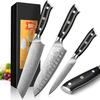 Набор кухонных ножей KyushuBlade из дамасской стали и универсальный профессиональный дамасский нож Petty с аутентичным дамасским лезвием из нержавеющей стали с полным хвостовиком и черной остротой