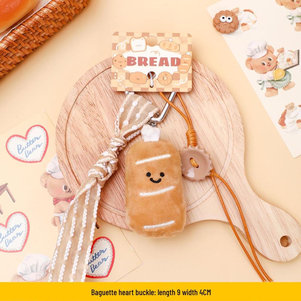 Cute Miu Style Cartoon Bread Plush Doll Keychain Ornament