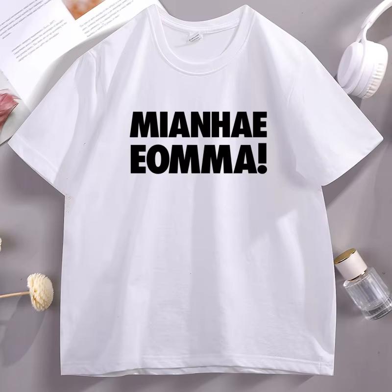 Мужская хлопковая футболка с принтом 'Прости, мам' для фаната K-Pop, с коротким рукавом, круглая горловина, свободная, базовые футболки, топы