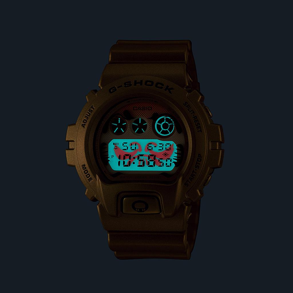 Casio Мужские кварцевые часы G-SHOCK с resin-корпусом, водозащитой 200 м, ударопрочностью, будильником DW-6900GDA-9