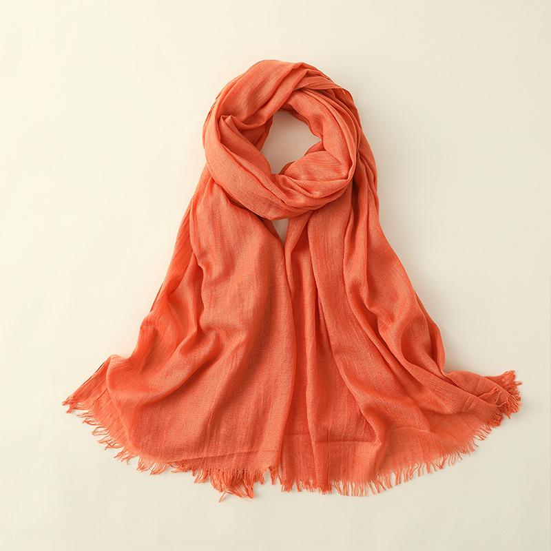 Spring And Summer Silk Scarves Women'S Fashion Sunscreen Sunshade Beach Large Long Scarves Solid Color Cotton And Linen Silk Scarves Scarves