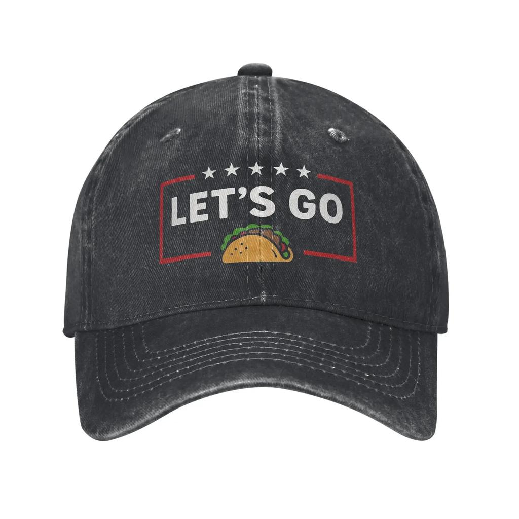 Let's Go Taco Baseball Cap Fashion Distressed Washed Headwear Unisex Women Outdoor All Seasons Travel Adjustable Fit Caps Hat